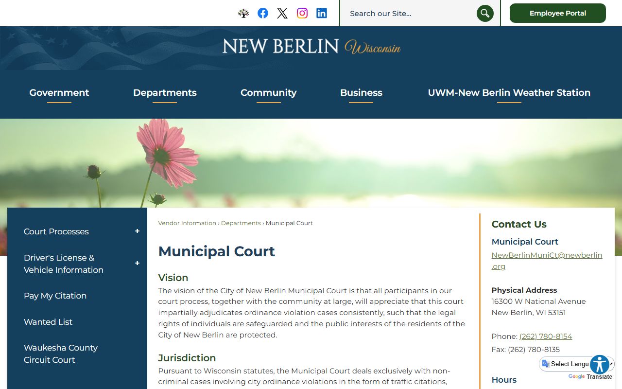 New Berlin Municipal Court for New Berlin Felony Records