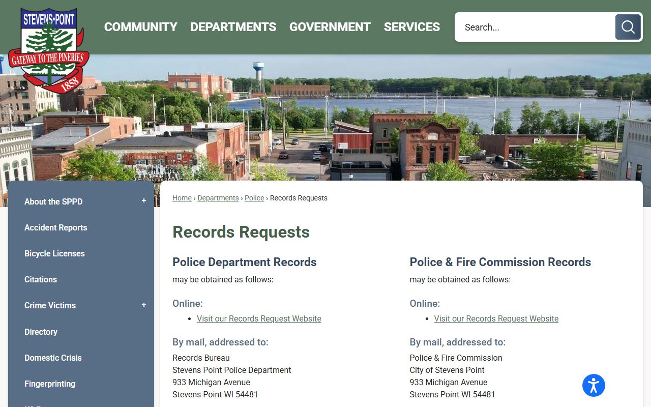 Stevens Point police and fire records for Stevens Point Felony Records