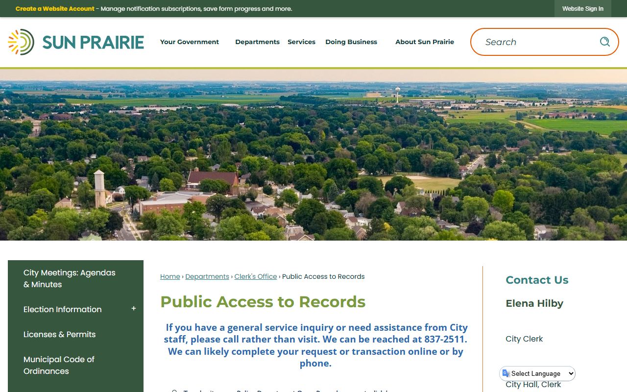 Sun Prairie public access portal for Sun Prairie Felony Records