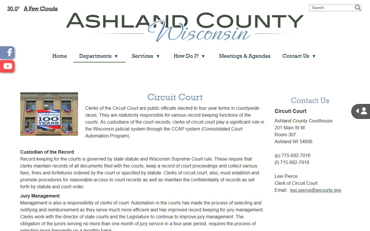 Ashland County felony records circuit court