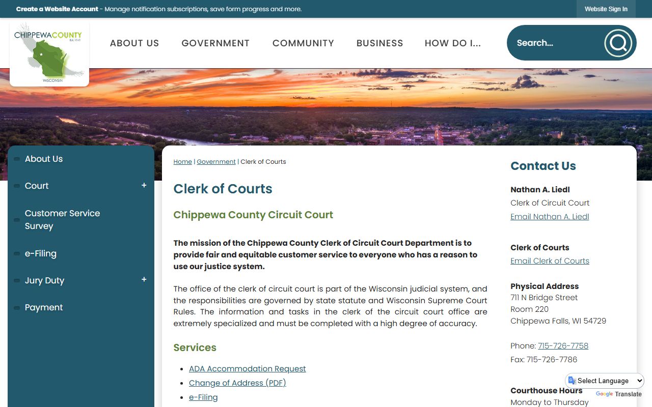 Chippewa County felony records clerk of courts