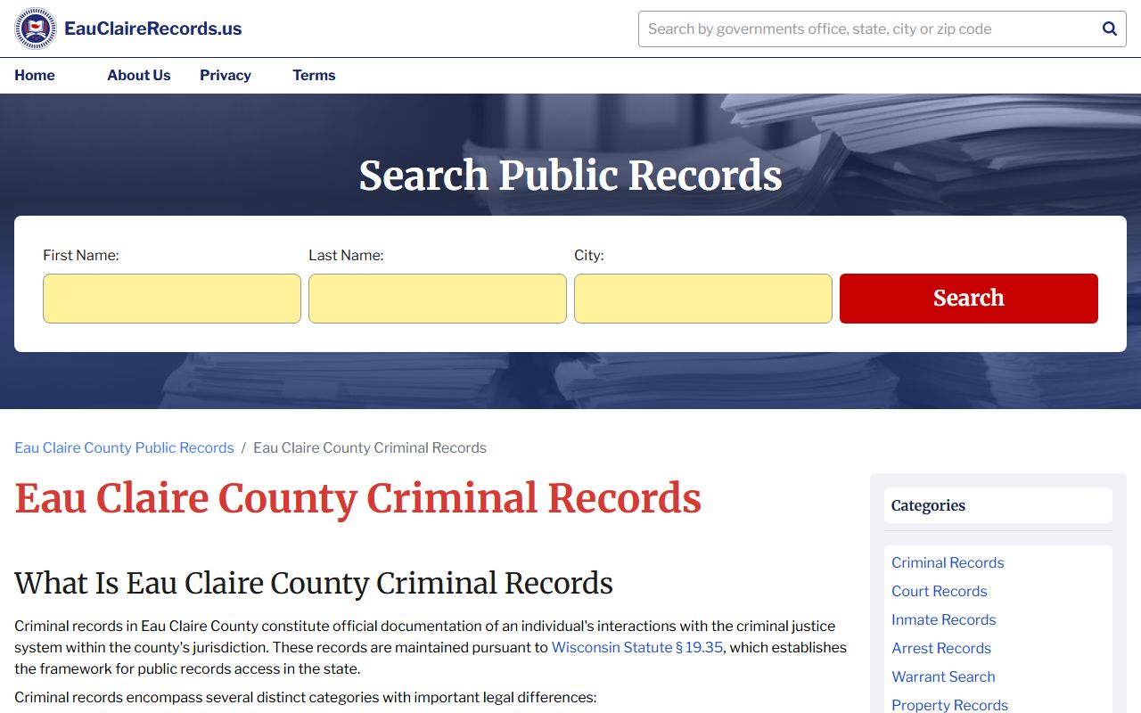 Eau Claire County felony records criminal records