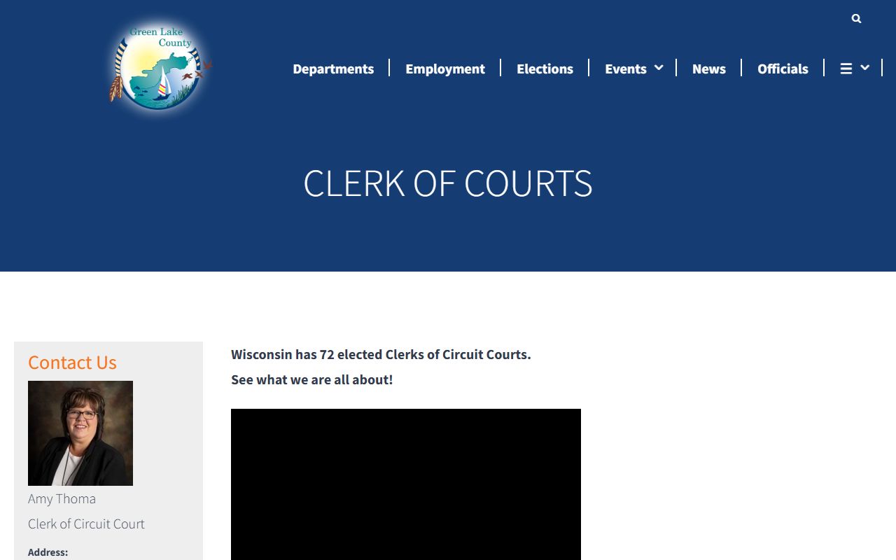 Green Lake County felony records clerk office
