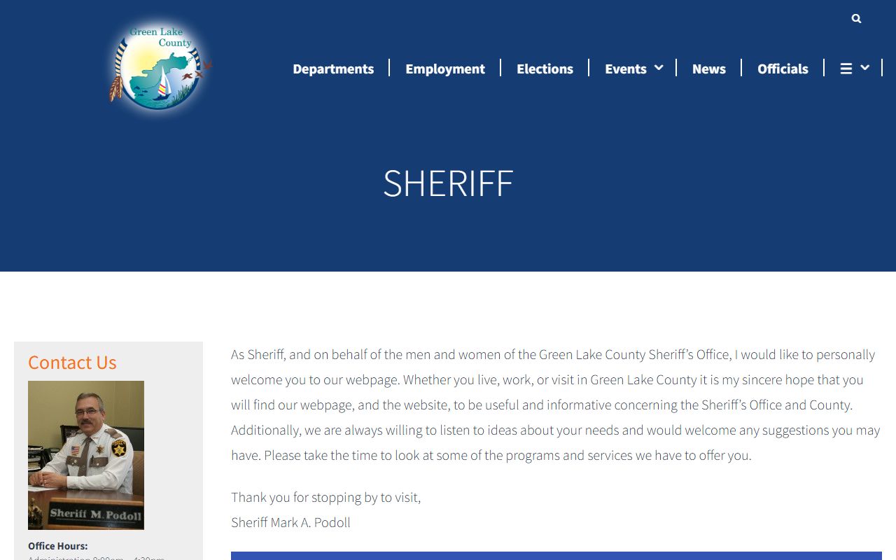 Green Lake County felony records sheriff office