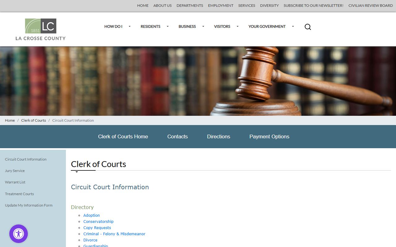 La Crosse County circuit court information for felony records