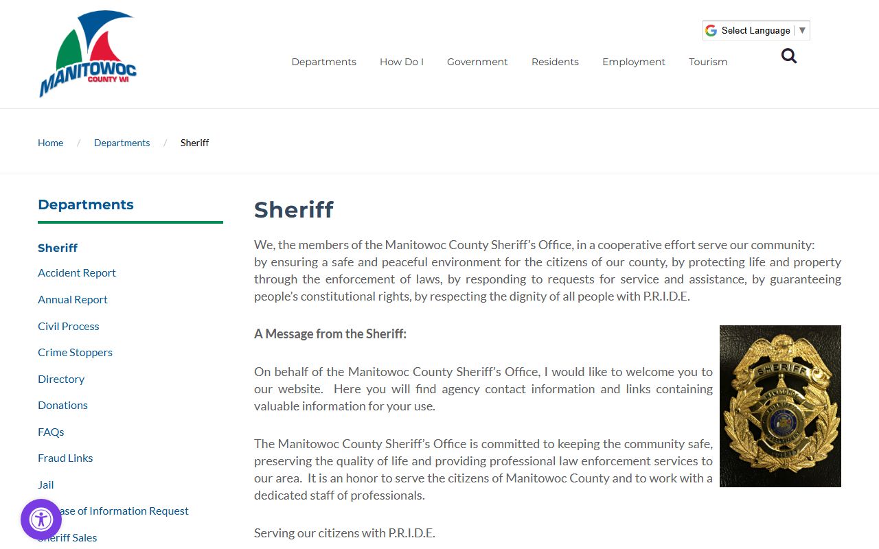 Manitowoc County felony records sheriff office
