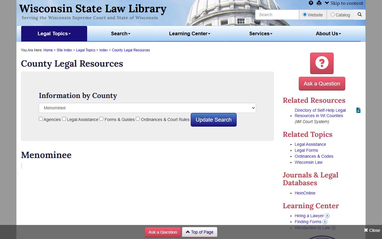 Menominee County felony records legal resources