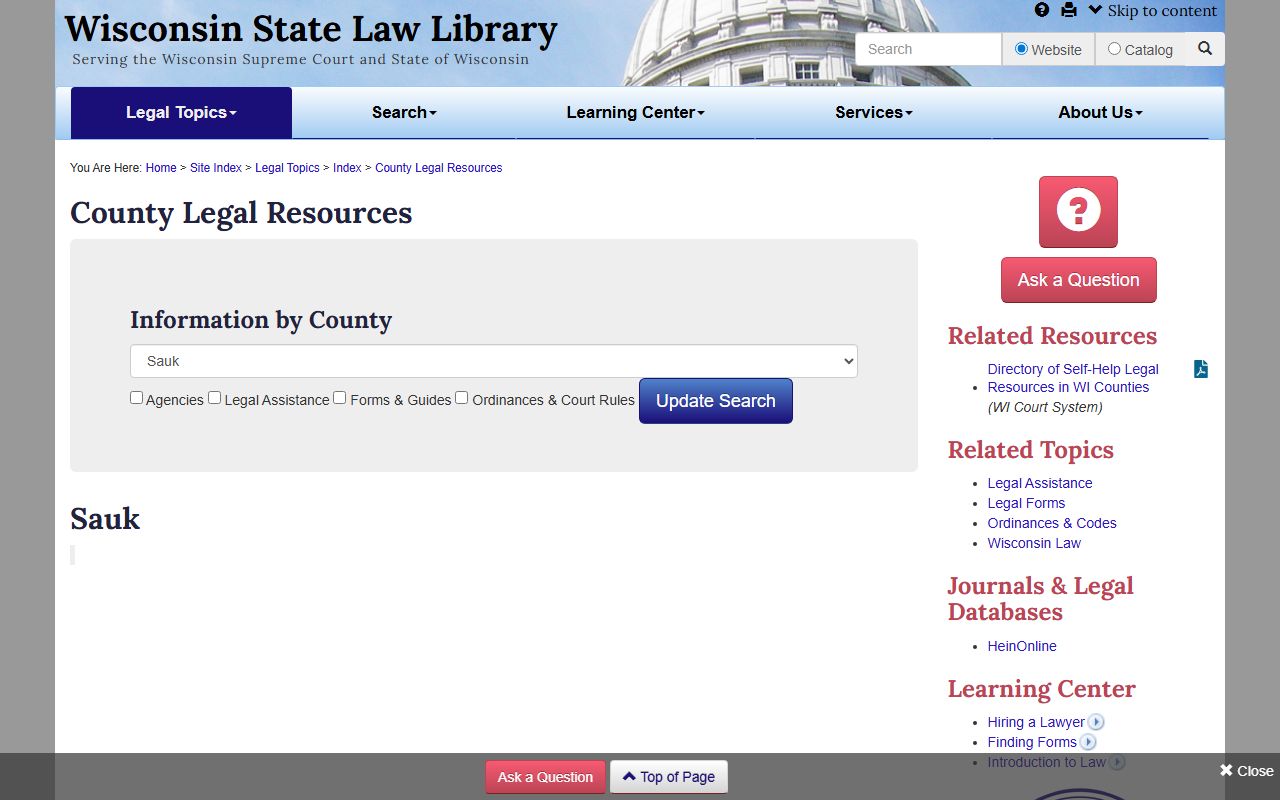 Sauk County felony records legal resources